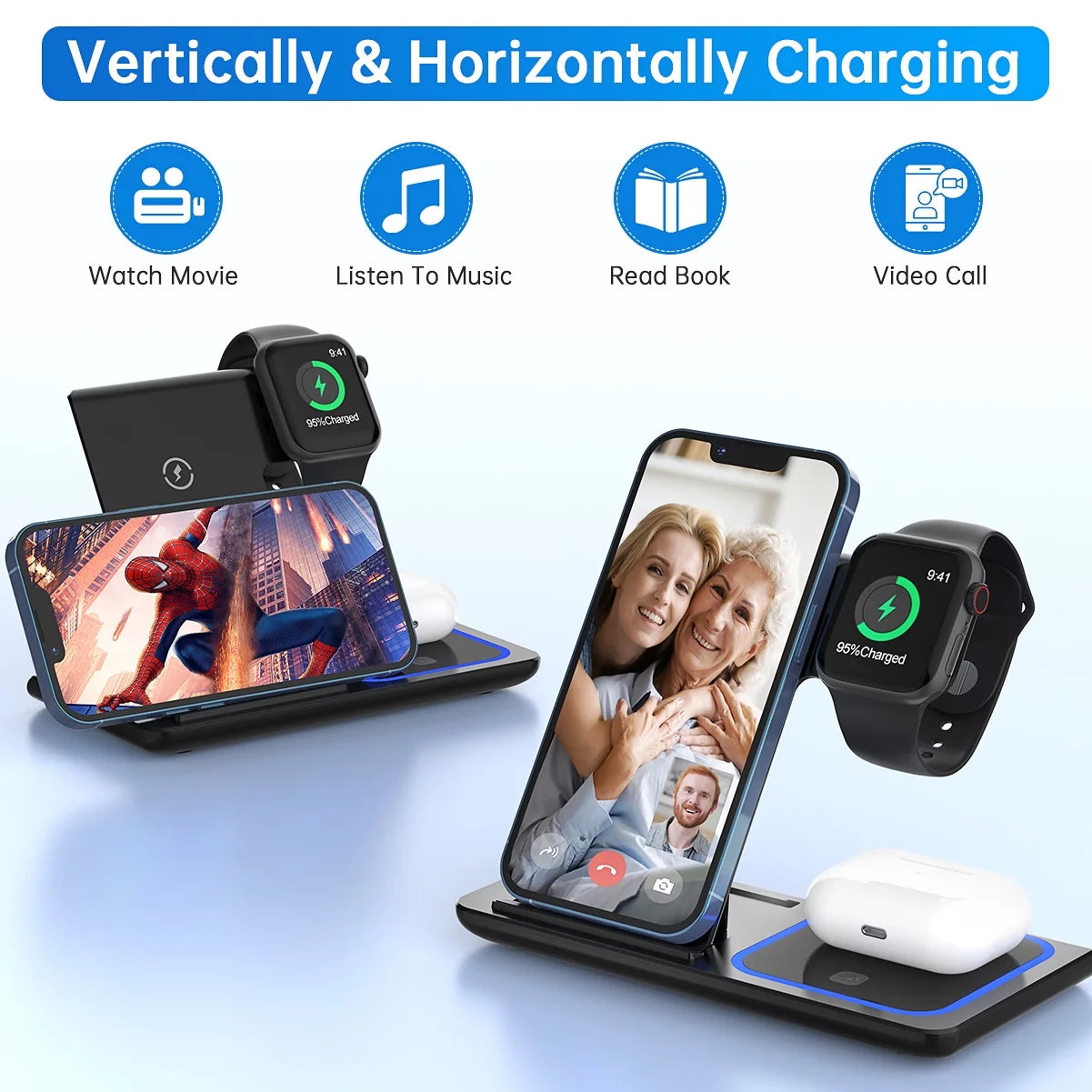  Iphone Charging Station for Iphone  3 in 1 Wireless Charging